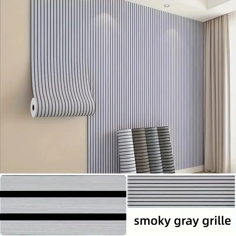 Peel and Stick Wallpaper Textured Grille Design Self Adhesive Removable Extra Thick Wall Sticker for Accent Walls Living Room Bedroom Rental Friendly