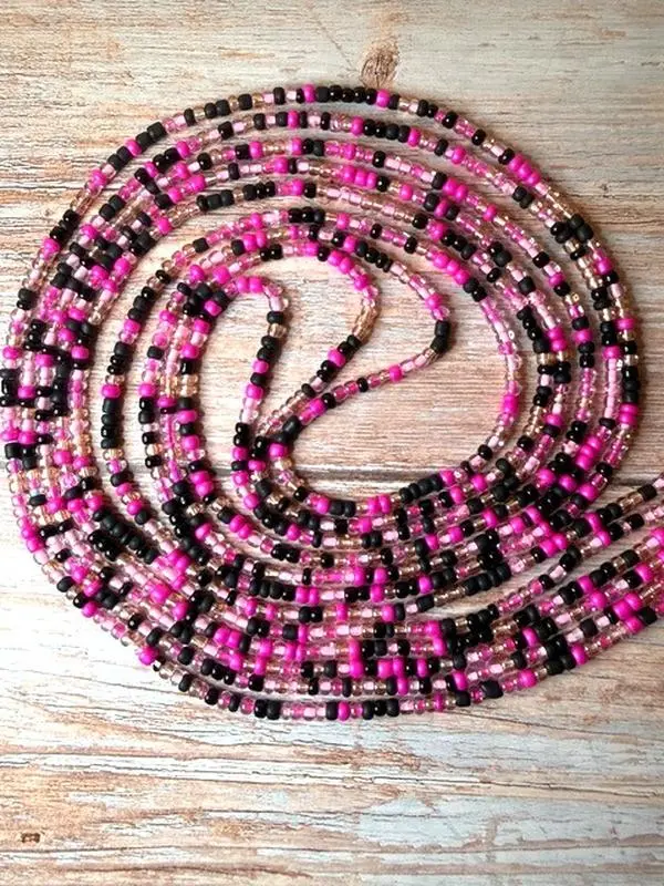 Fierce Beauty Waist Bead - Pink & Black Beaded Waist Accessory for Women