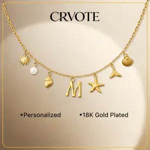 [2026 Trend] Personalized Seashell Initial Necklace, 18K Gold Plated, Meaningful Necklace for Summer Lovers, Women of All Ages