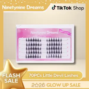 Ninetynine Dreams 70PCs Little Devil Style Spiky Anime Douyin Lashes | 9-13mm C++ Curl DIY Individual Eyelash Clusters, Ultra-Thin Transparent Flexible Band, Waterproof Long-Lasting Reusable Pre-Mapped Beginner-Friendly Makeup Essential Clusters
