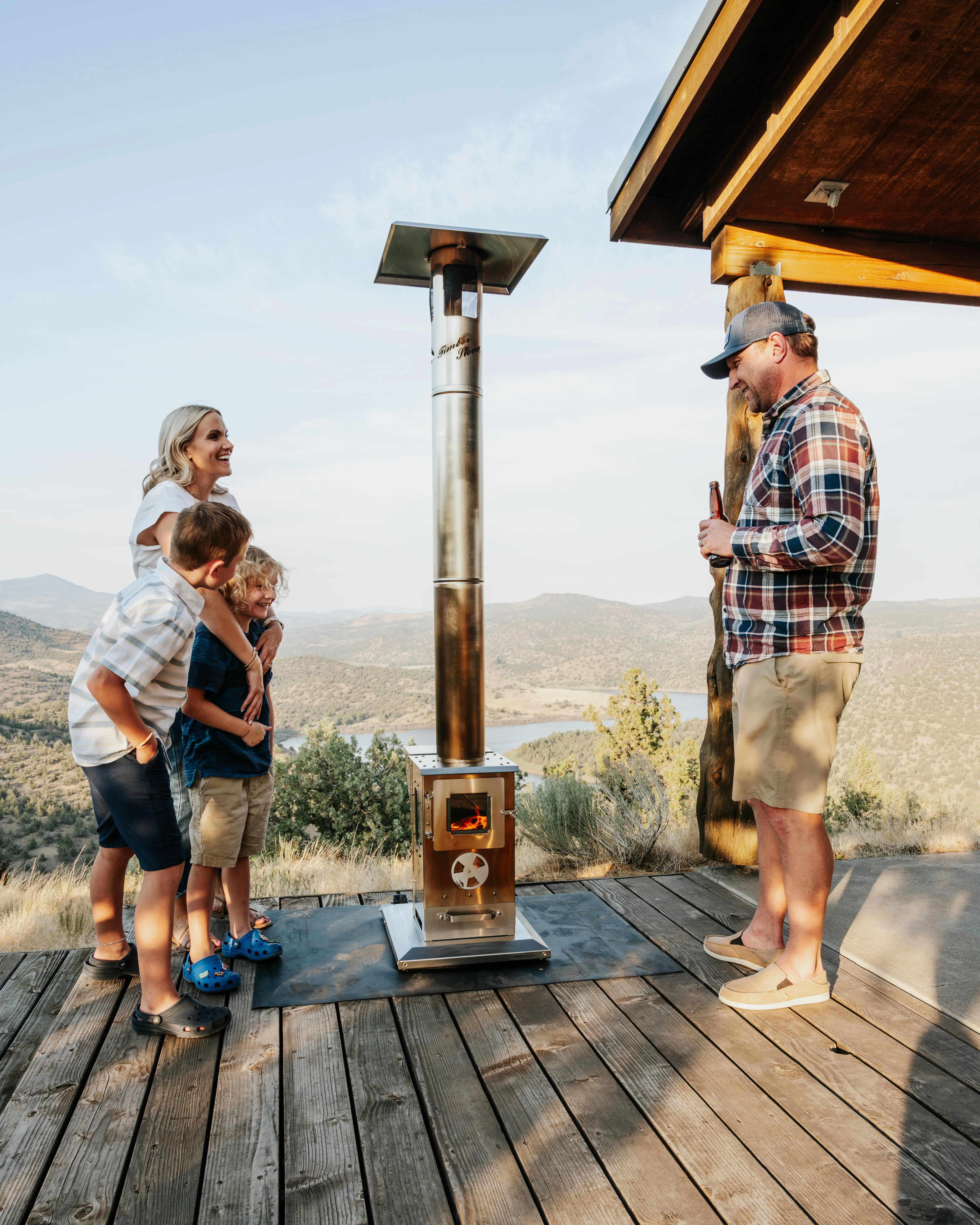 Lil' Timber Outdoor Heater - 72,000 BTUs, 100% Stainless Steel, Smokeless, Wood Pellet-Powered, Gravity-Fed, Made in USA, Perfect for Patios & Decks
