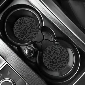 2pcs Leopard Car Coaster, Non-Slip Car Coaster, Universal Car Cup Holder Coaster, Non-Slip Heatproof Coaster, Car Accessories