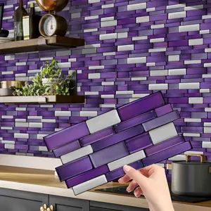 Self-Adhesive Imitation Marble Tile Wall Stickers, Self Adhesive Tiles, Waterproof and Oil-Proof for Kitchen and Bathroom, Easy to Clean Thermal Insulation Decor