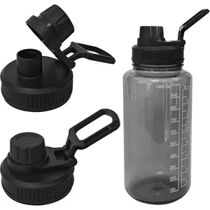 2 Pcs Replaceable Lid for Nalgene Sustain Tritan Water Bottle, Wide Mouth Loop Top Lid Compatible with Nalgene 32 oz, BPA Free, Replacement Cap Accessories with Handle Easy to Carry, Black Drinkware Square
