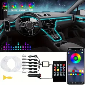 Interior Car LED Strip Lights, RGB 6 In 1 With 315 Inches Fiber Optic, Ambient Lighting Kits, 16 Million Colors Car Neon Lights, Sync To Music APP Control