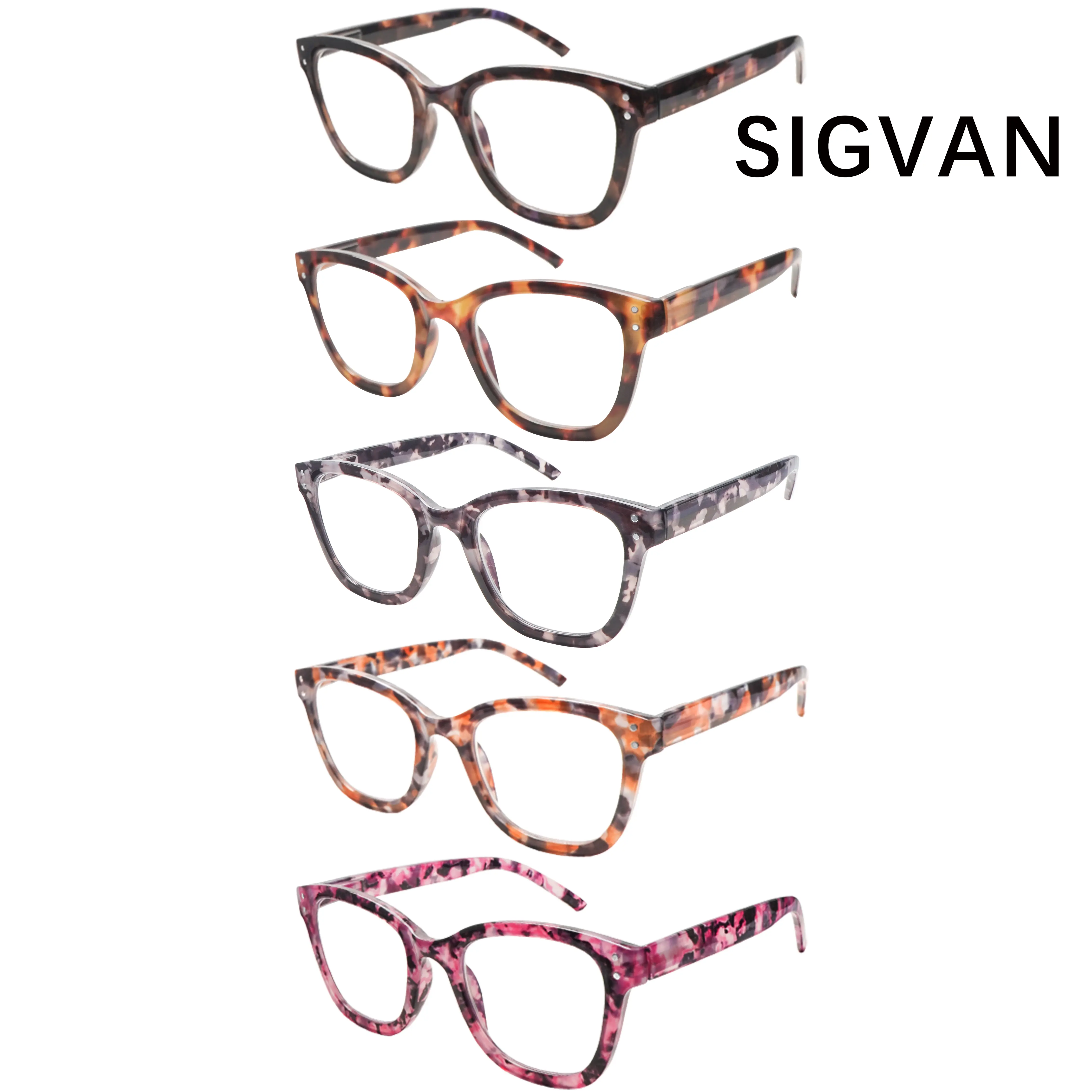 5 Pairs Retro Square Reading Glasses Mixed Leopard Print Color Design For Women Blue Light Blocking Lightweight Casual Eyewear Ladies Square Frame Eyeglasses, Mix Color, Eyewear Glasses, Women's Fashion, 5 Pack, Spring Hinge