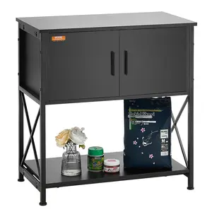 VEVOR Aquarium Stand, TikTokShopBlackFriday, 29 Gallon Fish Tank Stand, 28.7 x 16.5 x 30 in Steel and MDF Turtle Tank Stand, 242.5 lbs Load Capacity, Reptile Tank Stand with Storage Cabinet and Embedded Power Panel, Black