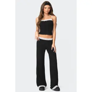Domino Contrast Lace Trim Pants