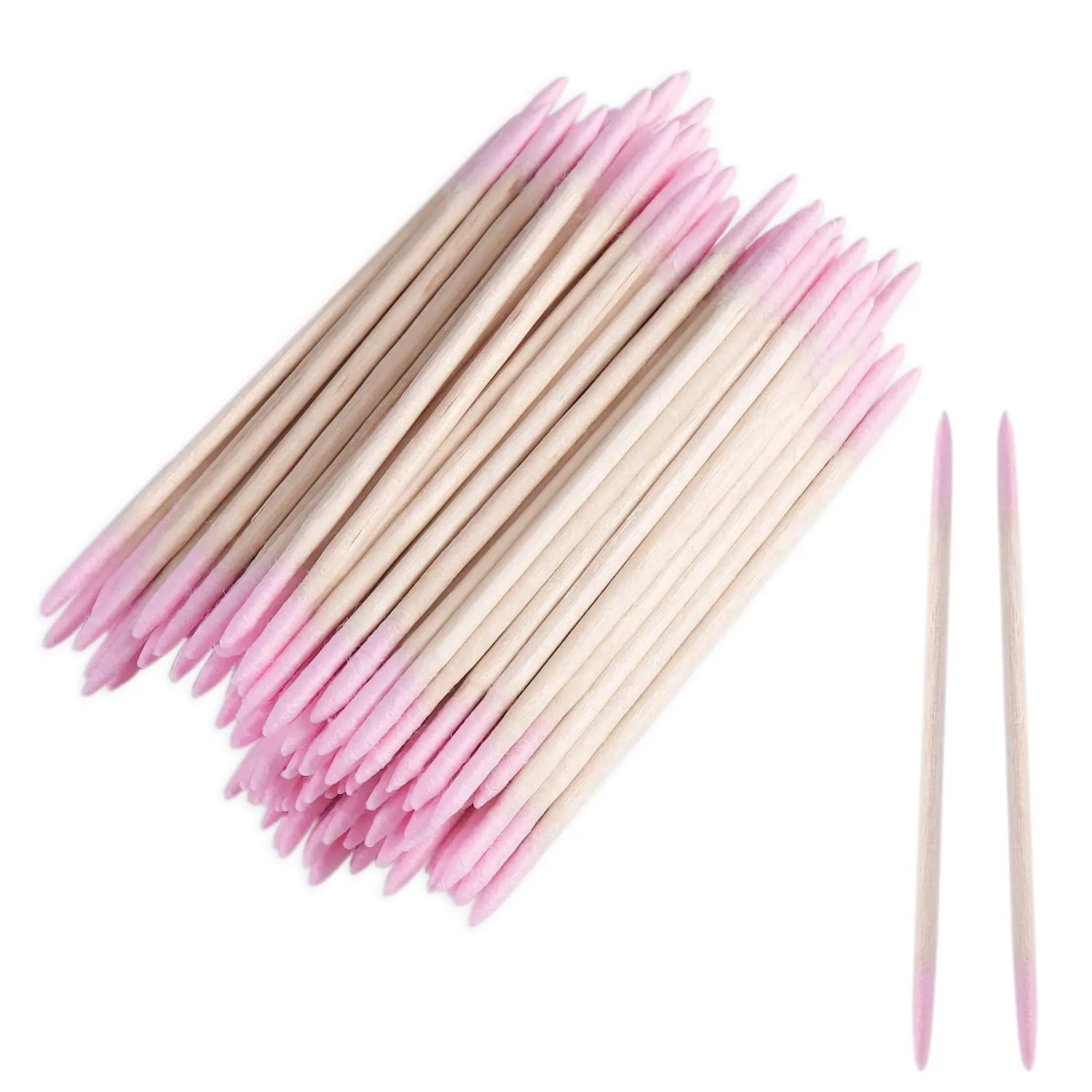 200-Piece Pack of Pointed Cotton Swabs - Pink, Double-Ended Precision Micro-Sculpting Swabs; Doubles as a NailPolish Remover Pen, Makeup Touch-Up Tool, and DisposableBeauty Applicator.