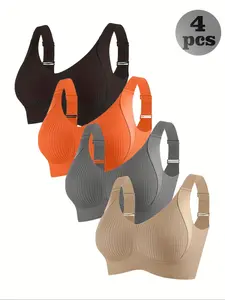 Women's Seamless Wireless Sports Bra Set, Comfortable Support, Anti-Sag Full Coverage Design, Breathable Nylon Blend Fabric