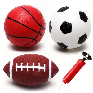 Small Sports Bounce Ball Set, Football Balls, Includes Hand Pump, Ideal for Kids & Toddlers (3-Pack), Perfect for Outdoor Play & Backyard Fun
