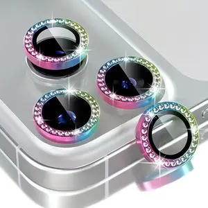3pcs Colorful Diamond Eagle Eye Mobile Phone Lens Film, HD Scratch-Resistant, Durable Phone Accessory, Perfect Gift for iPhone Series, Smartphone Camera Accessories