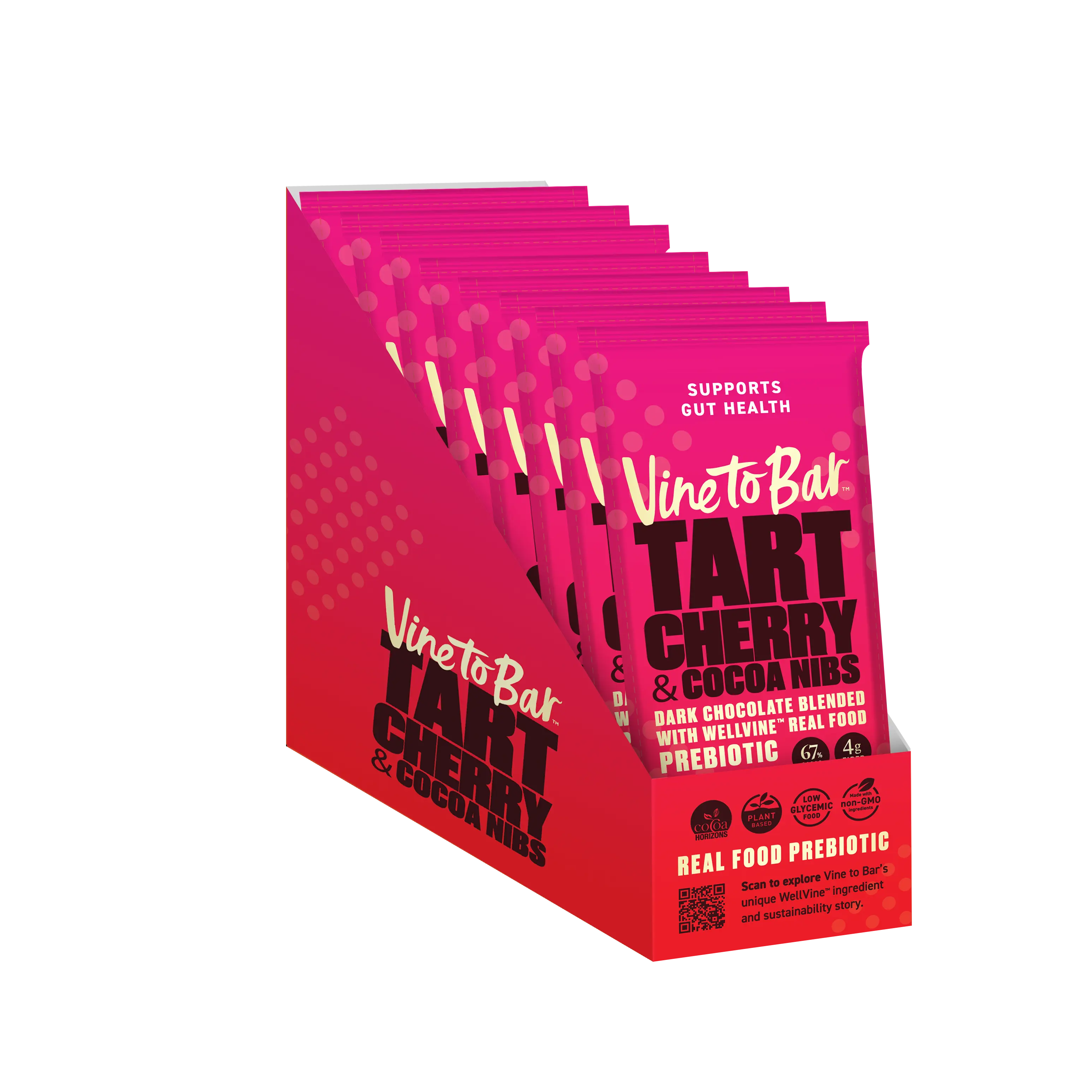 Tart Cherry and Cocoa Nibs Dark Chocolate Bars - 12-Ct Display Box