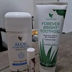 aloe Evershield Deodorant, Forever Bright toothgel and Aloe lips