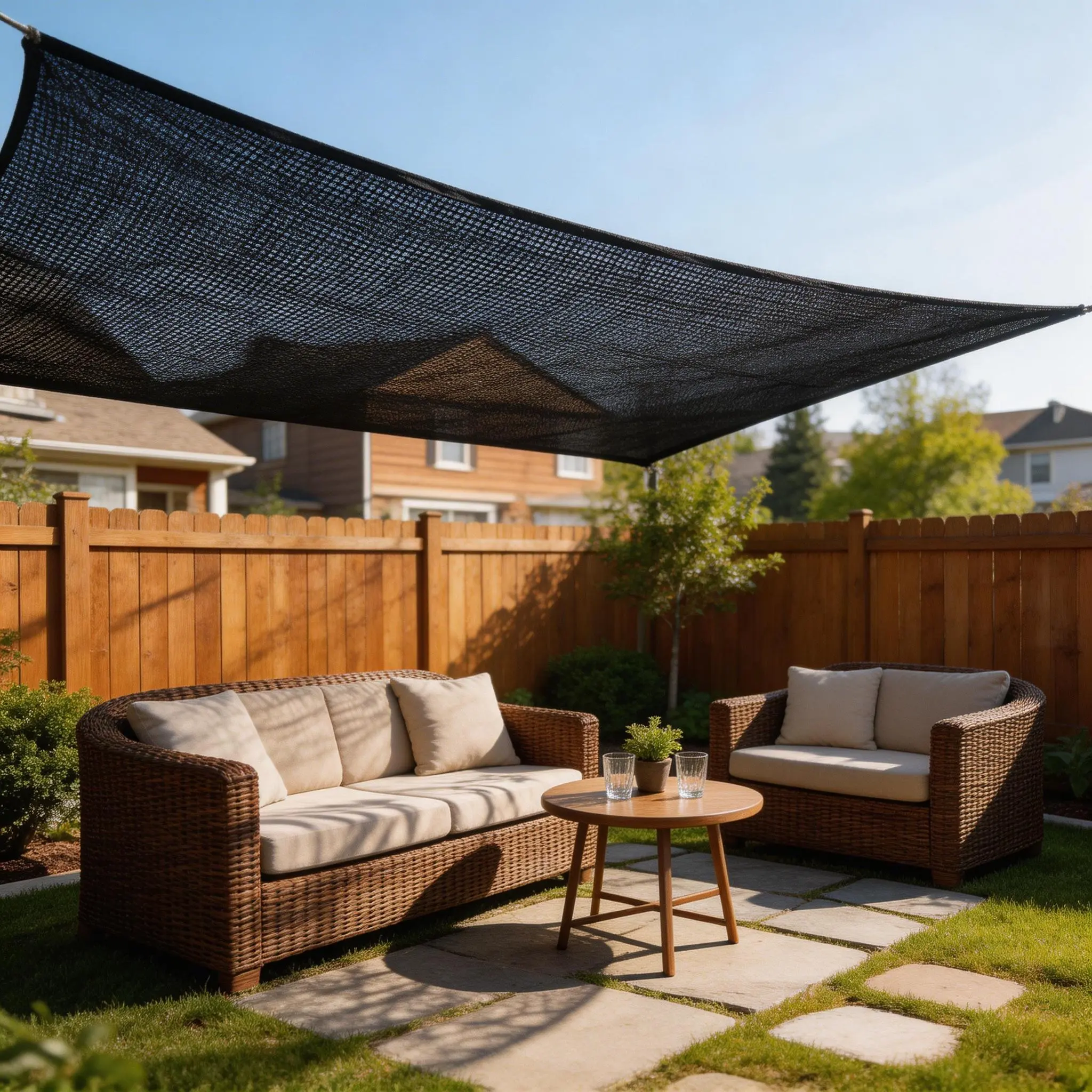 90% Blackout Sturdy Mesh Fabric Shade Sail, 10x13ft Garden UV-Resistant All-Weather Rain Cloth with Reinforced Edges & Rivets, Sustainable Home Outdoor Carport Supply