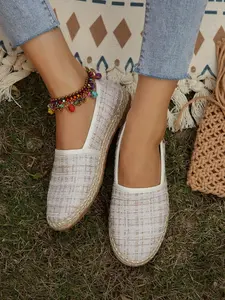 Women's Fashionable Rope Decorated Espadrilles, Casual Comfortable Flat Shoes for Daily Wear, Lightweight Breathable Shoes for All Seasons, Slip on Lightweight, Girl, Casual Summer Shoes, Footwear Slipon