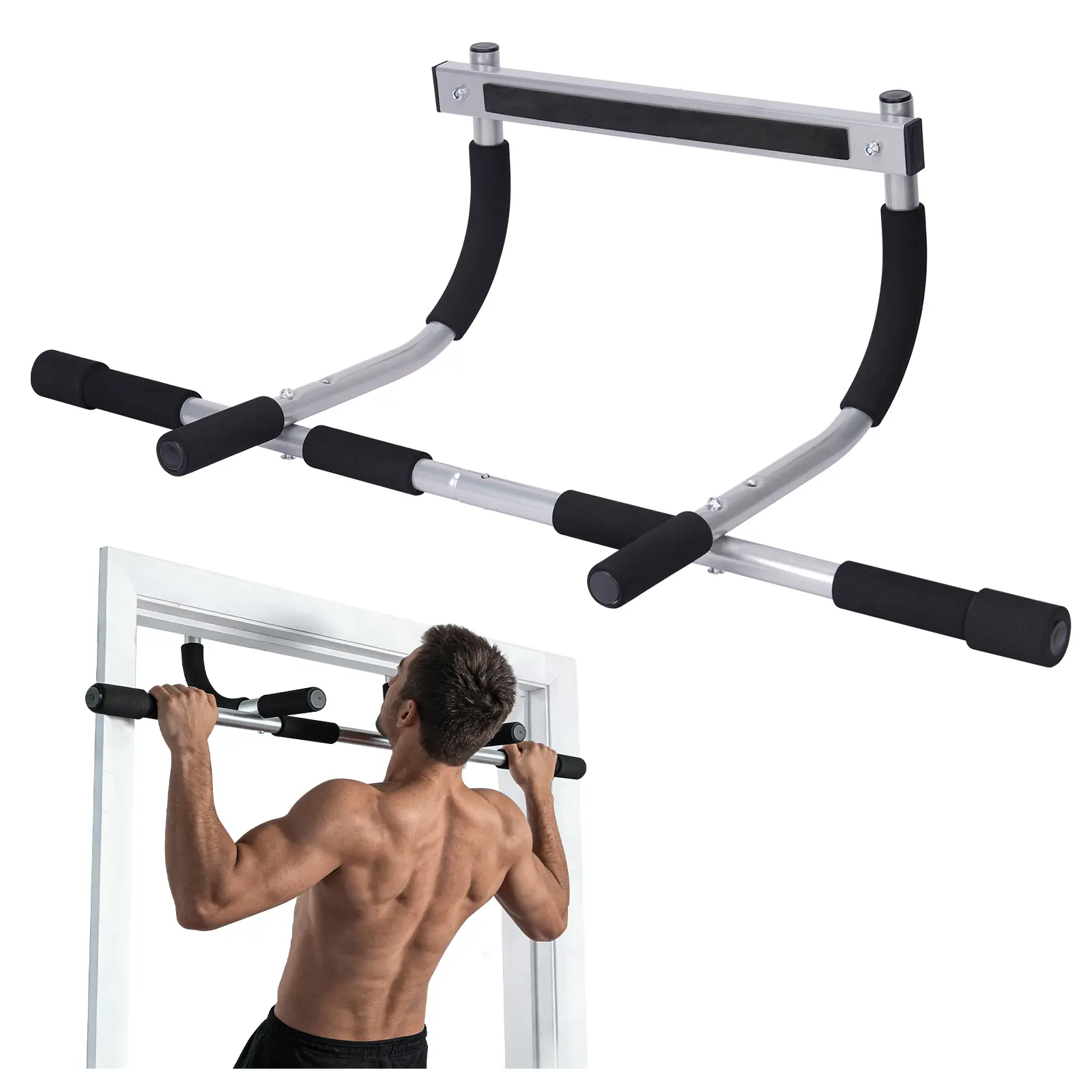 Pull Up Bar for Doorway ,Thickened Steel Max Limit 440 lbs Upper Body Fitness Workout Bar,Portable Strength Training Door Frame Pull-up Bars,Door Workout Bar with Foam Grips for Home