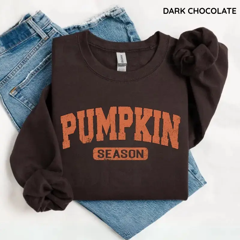 Retro Pumpkin Season Sweatshirt, Cute Fall Autumn Pullover, Cozy Thanksgiving Gift Shirt, Vintage Halloween Sweatshirt for Women & Spooky Season Outfit, Women's Long Sleeve Shirts