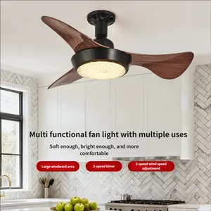 Retro Quiet Ceiling Fan Lamp with Remote, 3 Speed 3 Light, Timer Memory, Dimmable Bulb, Brightness Dimmable, Home Fan Light for Bedroom Living Room Kitchen