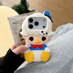 3D Kawaii Duck Silicone Protective Phone Case For iPhone 13 14 15 16 17 Pro Max Cute Shockproof Soft Back Cover Capas Cartoon Design Accessories