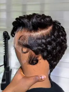 Clueless 13x4 Lace frontal wigs Chioma pixie human hair curly wigs