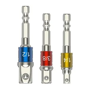 3/6pcs Color Hex Screwdriver Bit Adapter Set, 1/2 Square Head 3/8 Socket 1/4 Drill Driver Hex Screwdriver Conversion Extension Tool Kit, Screwdriver Bits Set