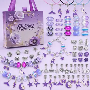 2026 New Violet Charms Bracelet Making Kit 67Pcs DIY Purple Princess Themed Jewelry Set with Dream Purple Box Violet Accessories Bracelet for Women Beading Crafts for Bracelet & Necklace Creation Valentines Day Christmas Birthday Mothers Day Gift Ideas