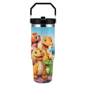 Dinosaur-Themed - Stainless Steel Tumbler - 30oz - Double Wall Insulated Travel Mug - Perfect for Hot and Cold Drinks - Ideal Gift for Dino Lovers