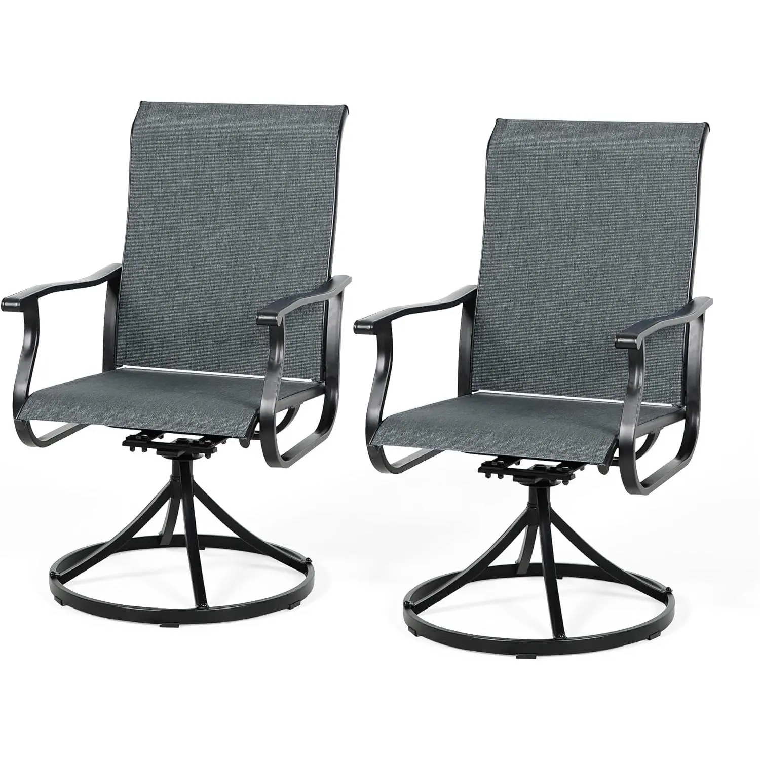 INTERGREAT Patio Swivel Rocker Dining Chairs Set of 2, All Weather High Back Textilene Outdoor Chairs with Sturdy Metal Frame, Swivel Rocking Patio Chairs for Backyard Lawn Garden Porch Deck, Dark Grey