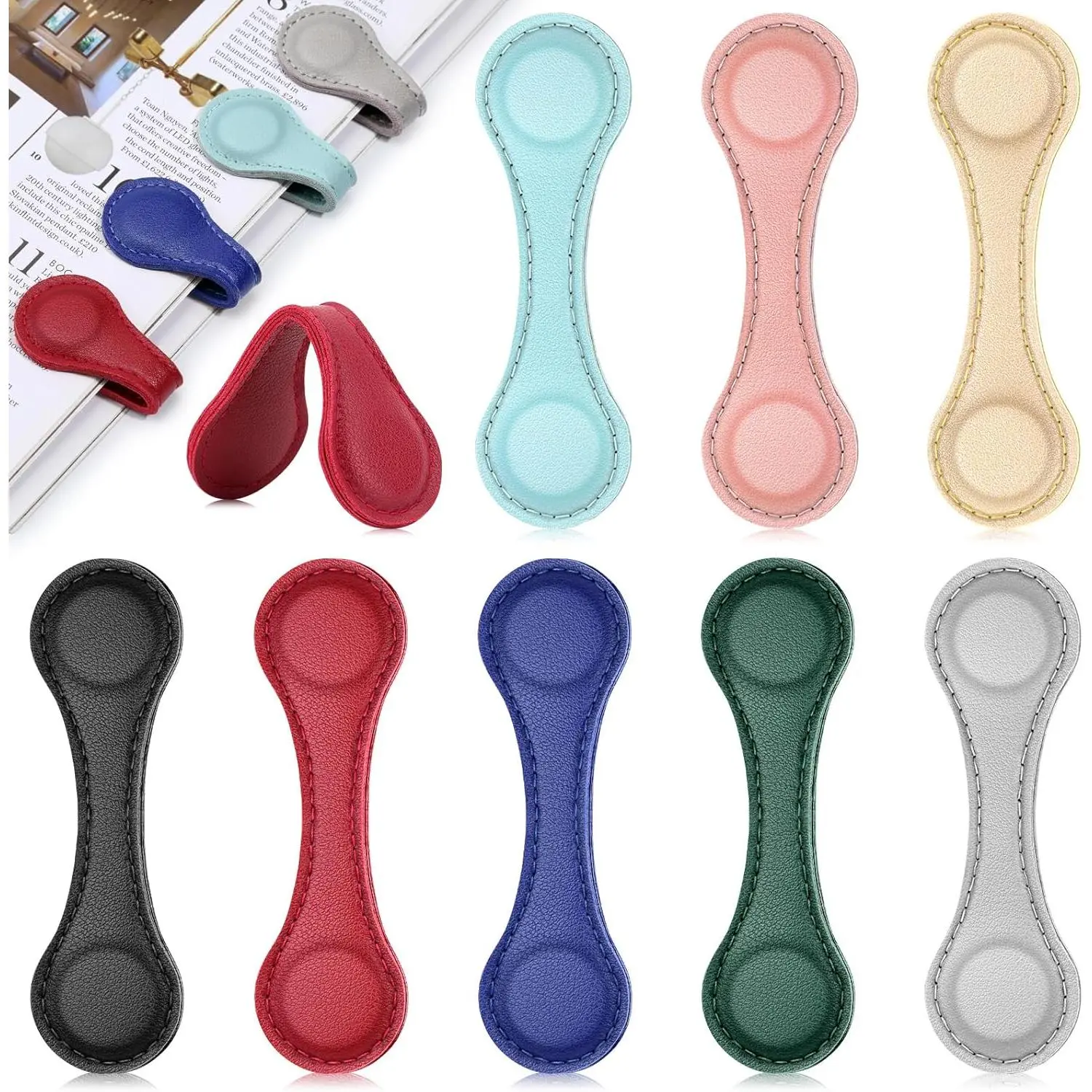 8 count  Bookmarks, Leather  Bookmarks for Women Men, Double-Sided  Book Mark Clip for Book Lovers Readers Teachers Students