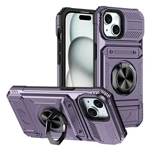 Card-Slot Phone Case for iPhone 16 Series |   Compatible with iPhone 15 Pro Max: Magnetic Kickstand & Card Wallet Protective Cover |   iPhone 14 Plus Drop-Resistant Design (Unisex) |   iPhone 13 Pro Thick Hard Case