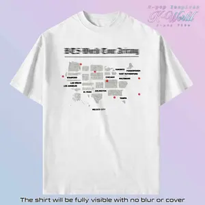 Map Arirang World Tour In US Graphic Tshirt, Unisex Cotton Tee, Vintage Seven Comfort Colors T Shirt, Bangtan Kpop Merch, Retro 90s Shirt Top Outfit, Gifts For Fans, Bangtan Comeback T-shirt, Fan Merch