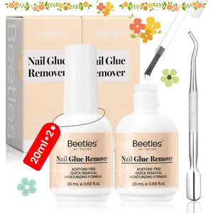 Beetles Nail Glue Remover -for Press on Nails air dry nail glue,Not for Uv Gel Glue or Gel Polish, False Nails Glue Remover for Fake Nail Tips Acrylics Nails Adhesive Includes Cuticle Pusher Fall Nail Halloween Nail Black Friday Winter Nail Christmas Gift