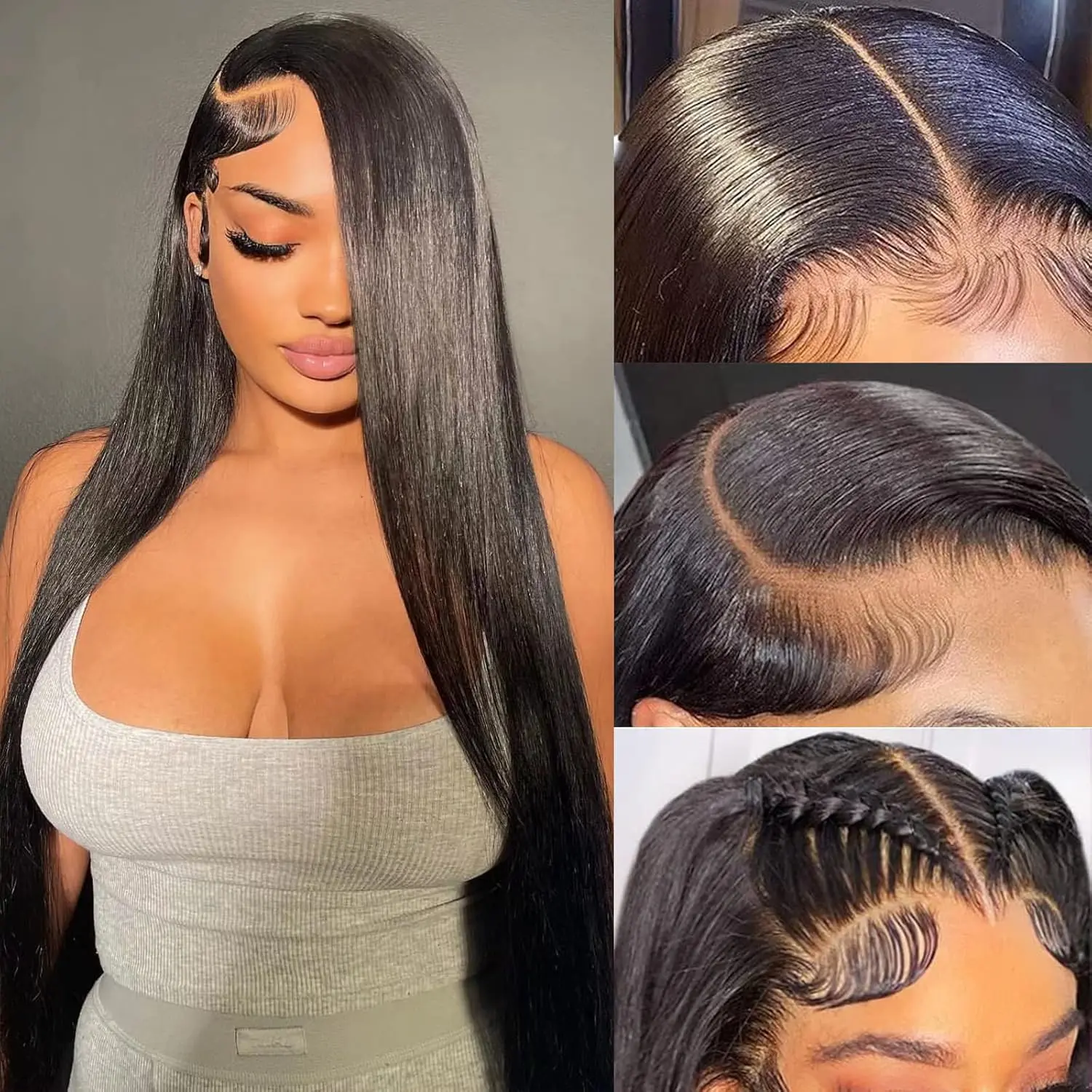 Tinashe 13×4 Silky Straight Human Hair Wigs Skin Melt HD Lace Wig Pre-Bleached Knots Full Frontal  Wigs