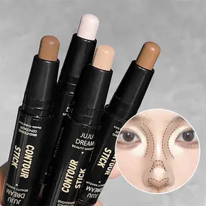 Double-Ended Contour & Highlight Stick Cosmetic Set, Juju Dream Beauty Makeup for 3D Face Shaping, Brightening & Defining, Smooth Application, Natural Definition Bronzer, Suitable for All Skin Types