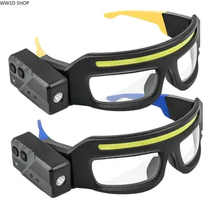 Rechargeable LED Lighted Glasses with Motion Sensor and Touch Control, USB C Headlamp Eyewear for Running, Camping, Fishing and Night Outdoor Activities