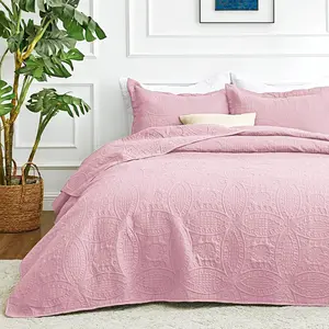Quilts for Queen Bed Beige Bedspreads Bedding Set - Summer Lightweight Bedspread Comforter - Coin Pattern Bedding Coverlet for All Season - 3 Pieces (1 Quilt, 2 Pillow Shams)