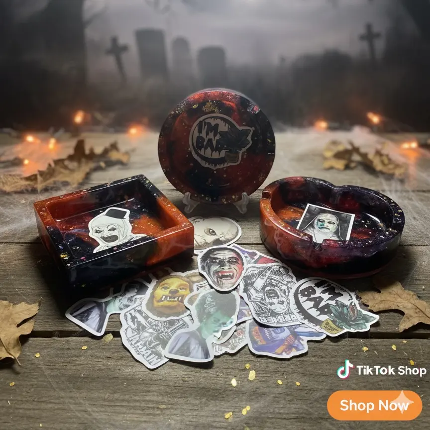 Limited Edition DIY Halloween Resin Ashtray - Customizable Square Circular Heart Shapes & Unique Halloween Characters for Spooky Decor