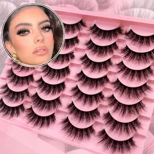 Natural, realistic false eyelashes, thick, curled, and long, 14 pairs per pack. Easy for beginners, with a transparent band. Includes everyday nude eyelashes for a subtle yet dramatic look, voluminous, Cosmetic Daily Lightweight lash clusters lash cluster