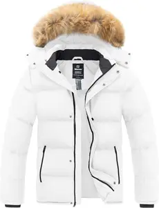 Wantdo Men's Winter Coat Waterproof Puffer Jacket with Detachable Faux Fur Hood Warmth & Comfort for Big & Tall Men