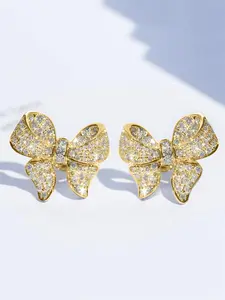 1 Pair Rhinestone Decorated Bow Design Stud Earrings, Elegant Jewelry for Party, Daily Clothing Decor, Trendy All-match & Exquisite Jewelry for Birthday Gift, Versatile Earrings