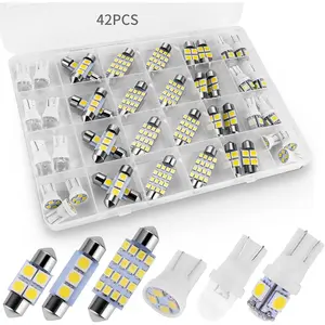 42 Pieces Interior Car Lights, Super Bright White Dome Map Tail Cab Lights Bulb Kit Set , DE3175 T10 31mm 41mm 194 LED Bulb for Your Trucks Width Lamp(White) Combination