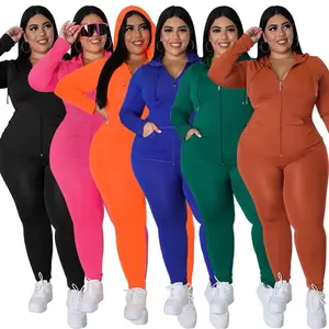 Women’s Plus Size Clothing Two Piece Sets Jacket with Leggings in Vibrant Colors for Comfort and Style