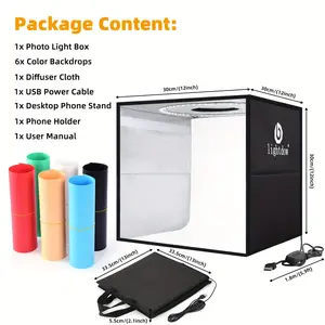 Lightdow Photo Studio Light Box Kit: 12"x12" Shooting Tent Kit with 120pcs LEDs & 6 Backdrops for Professional Product Photography Portable, Dimmable, Versatile