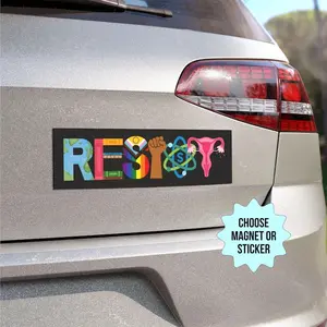 Resist Car Magnet/Bumper Sticker, Banned Books BLM Reproductive LGBT Rights Social Justice Climate Change Science Liberal Feminist Activist