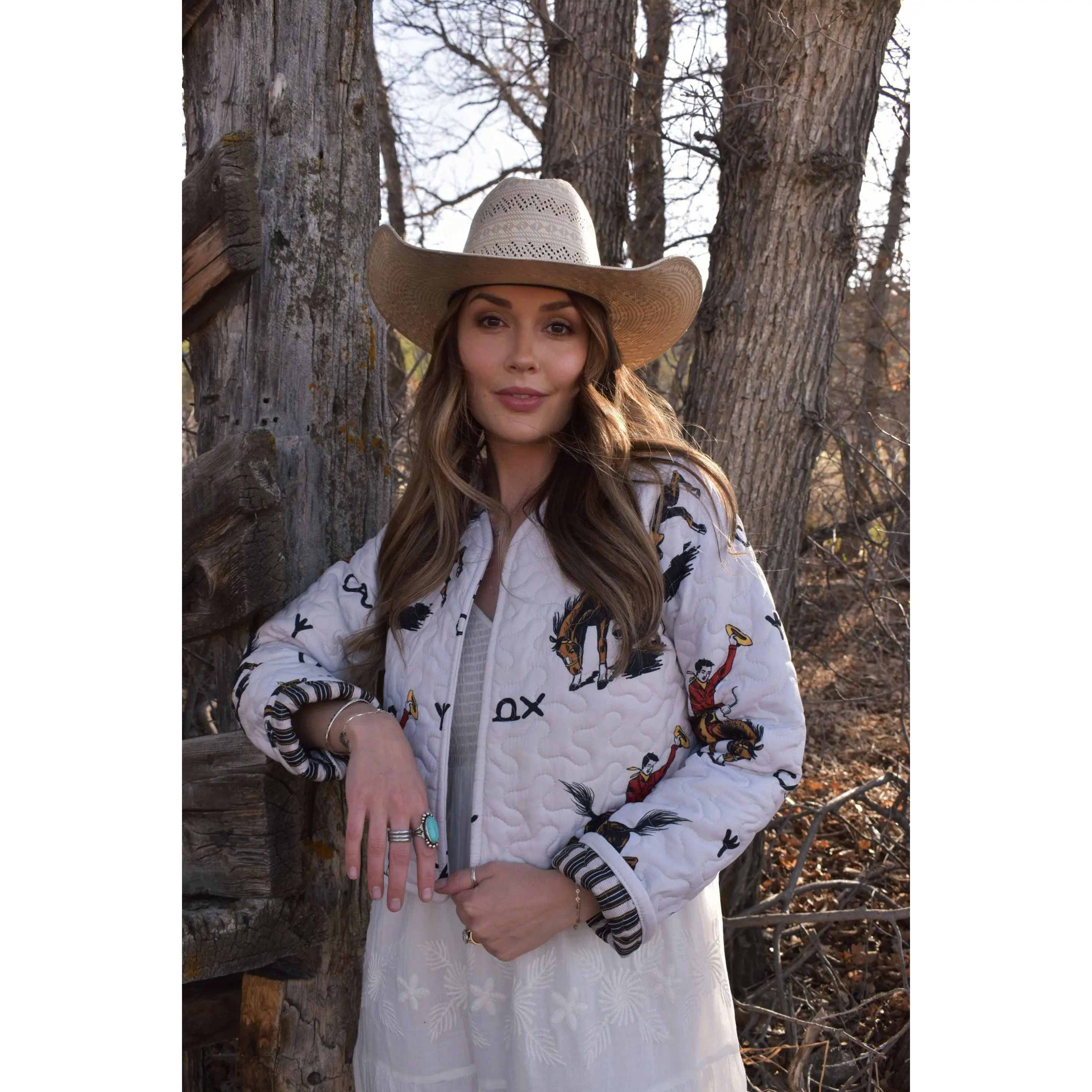 Lazy J Linen Cropped Quilted Jacket