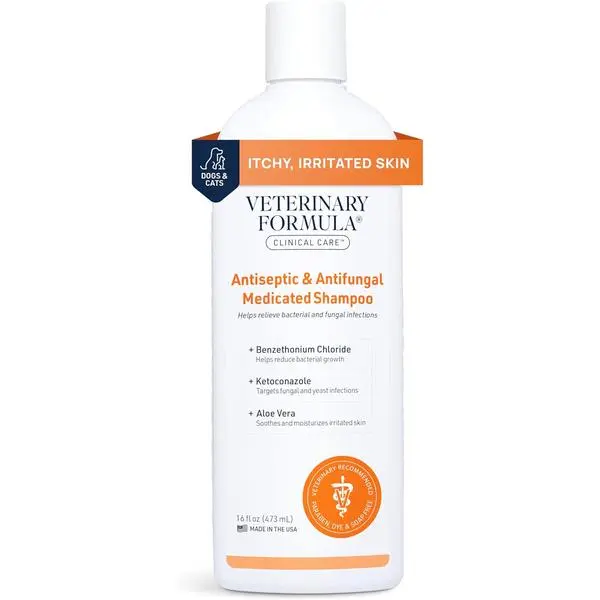 Clinical Care Antiseptic and Antifungal Medicated Shampoo for Dogs & Cats, 16 Fl Oz – Helps Alleviate Scaly, Greasy, red Skin – Paraben, Dye, Soap-Free (1 Pack)