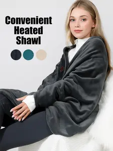 Multi-Color USB Portable Heated Shawl, 7 Zone Temperature Control Ultra Soft Flannel Design, Unisex Home & Office Use