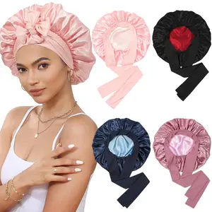 Satin Bonnets for Sleeping Hair Care Cap Double Layer Hair Bonnet with Elastic Tie Band for Straight Curly Hair Night Cap #Valentine'sDay#Valentine'sdaygift