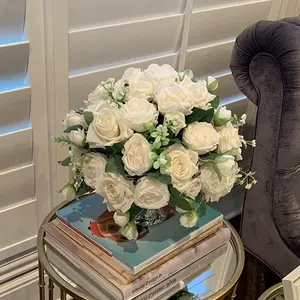 4 Bundles Artificial Peony Silk Flowers, Fake Plastic Decorative Flower Bouquet, Farmhouse Home Decor, Bohemian Wedding Table Centerpiece, Versatile Use, Artificial Flower Set